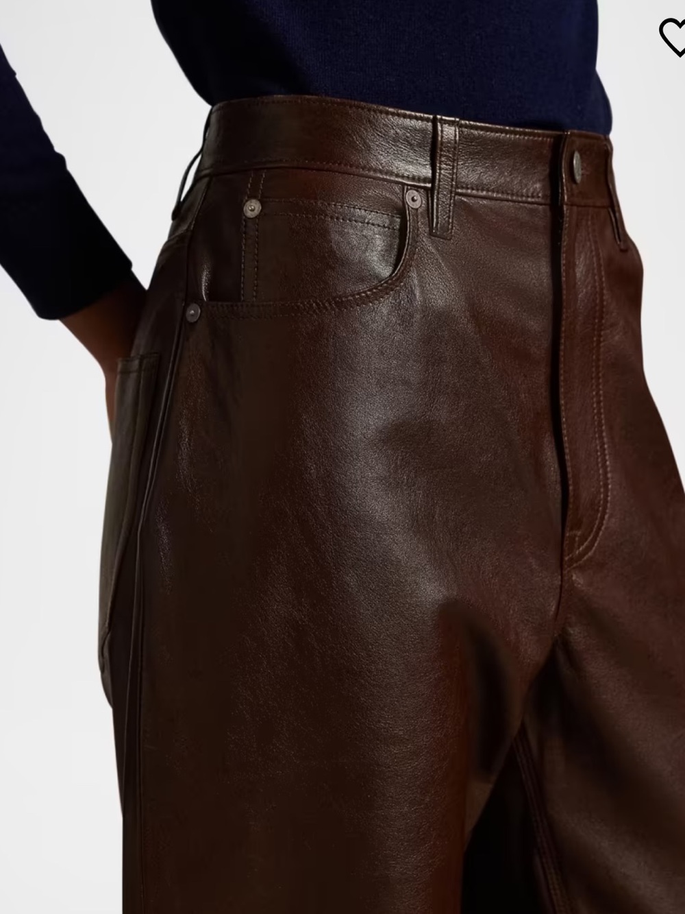 Ralph Lauren Sport Brown Leather Straight Leg Pants